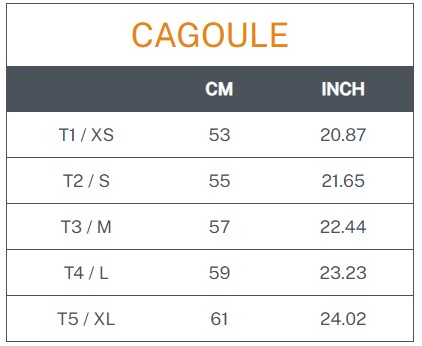 Guide de tailles des cagoules Beuchat